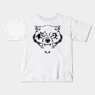 Wolf Head Hand Drawn Kids T-Shirt